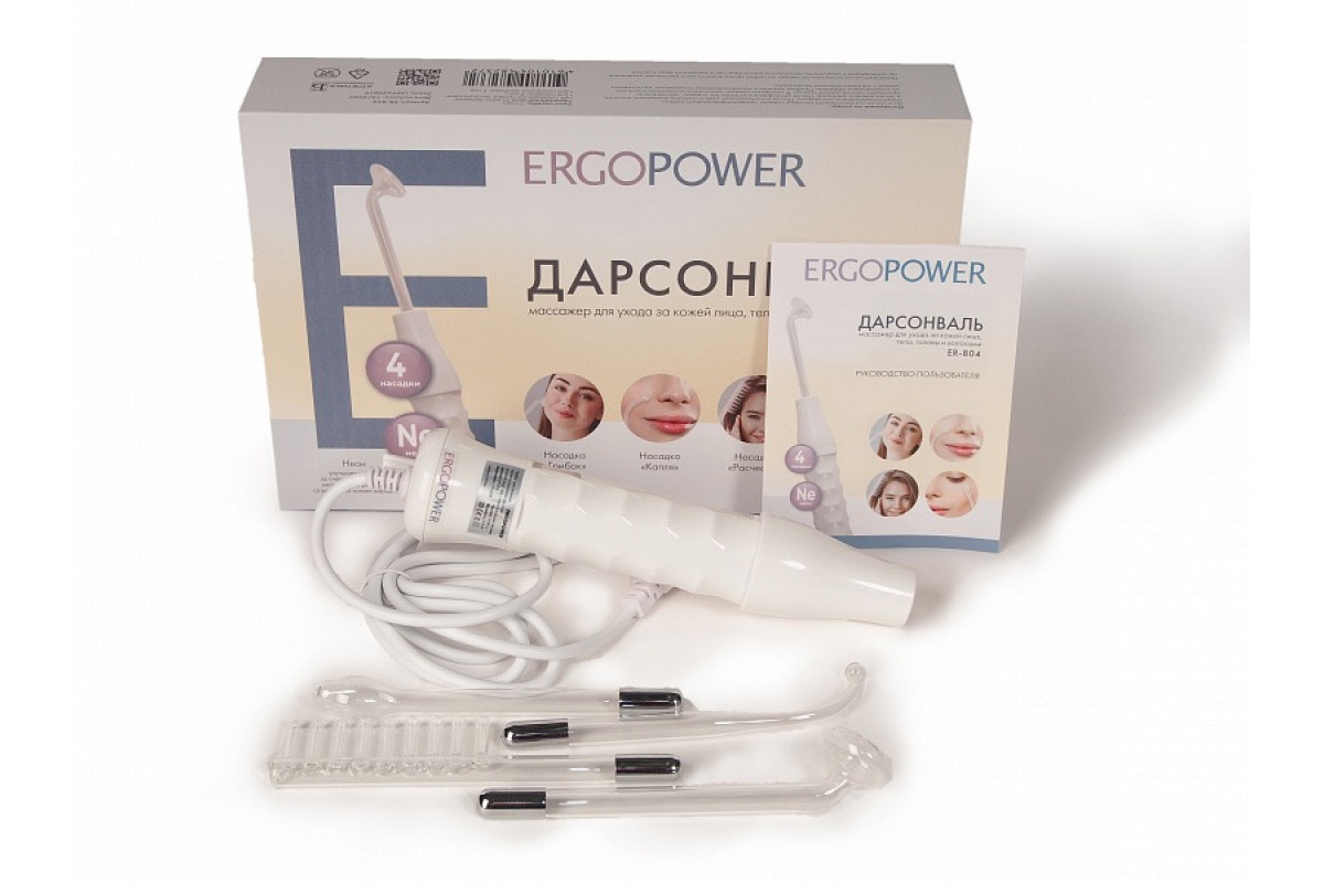 Ergopower Аппарат для дарсонвализации ER-804 (4 насадки), Ergopower